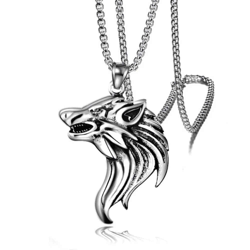 ❤️Viking wolf head fashion pendant necklace for women/men, N90201P182